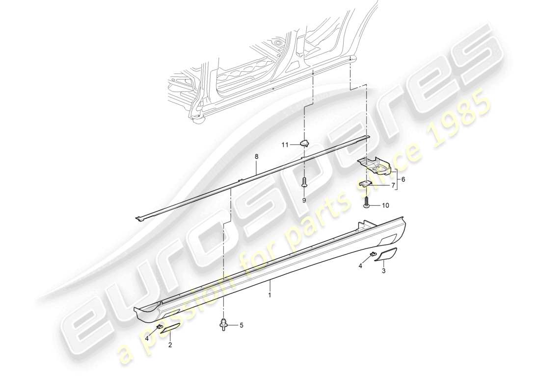 porsche 2010 (cayenne e1 9pa) trims accessories sill parts diagram