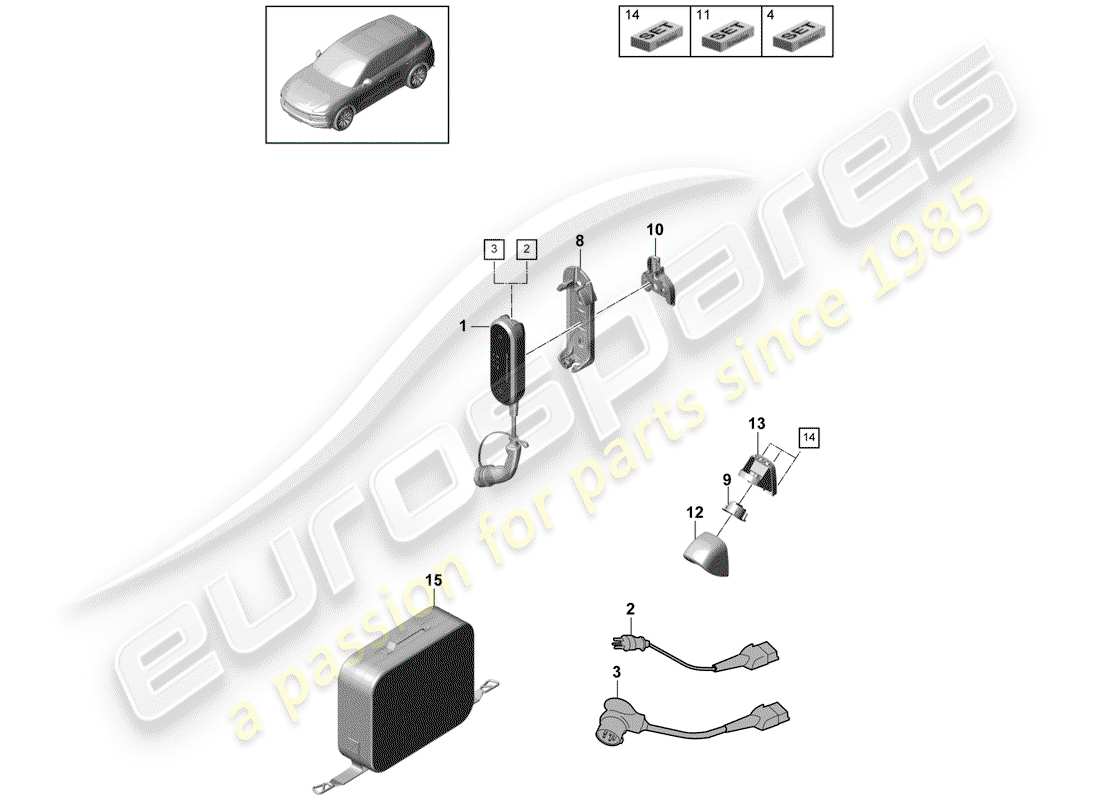 porsche 2019 (cayenne e3 9ya/9yb) charge cable for home charging 2nd generation for vehicles with hybrid drive porsche mobile charger parts diagram