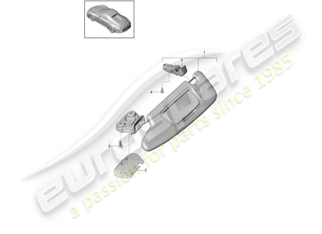 porsche 2015 (991-1 r/gt3/rs) sun vizors part diagram