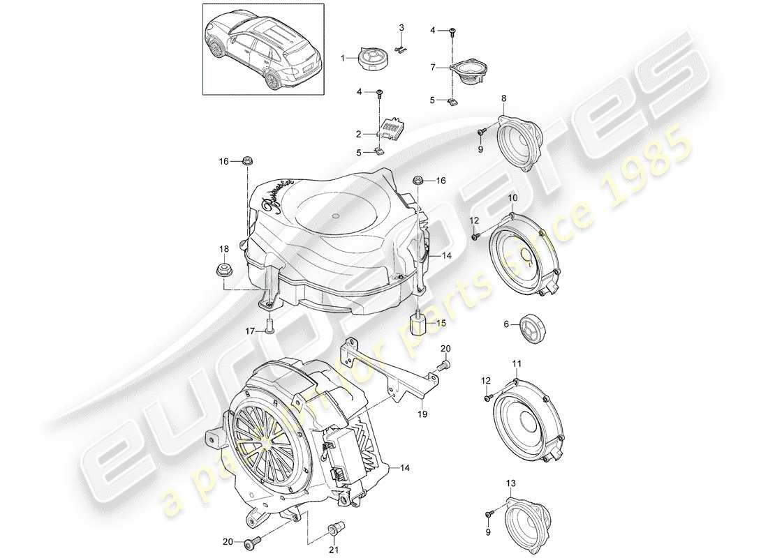 porsche 2017 (cayenne e2 92a) loudspeaker part diagram