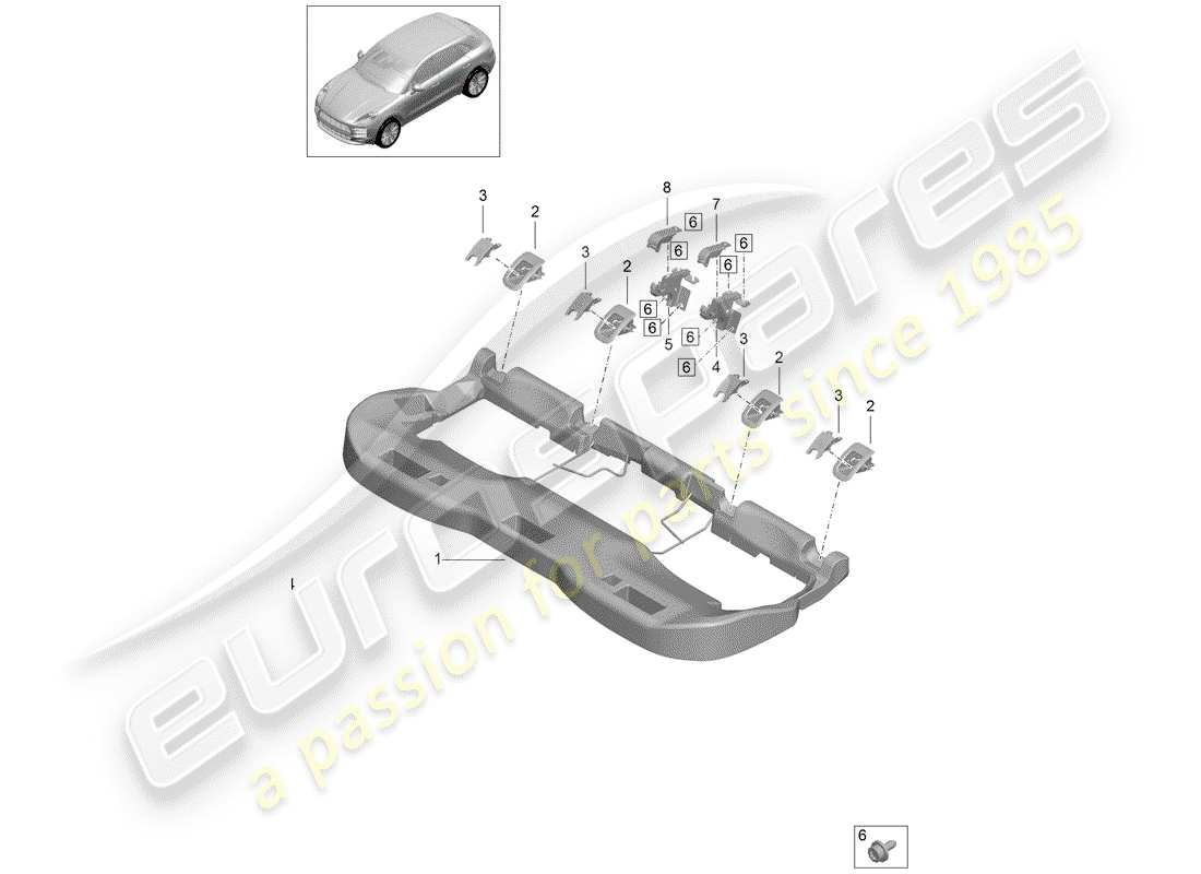 porsche 2020 (macan) back seat fasteners parts diagram