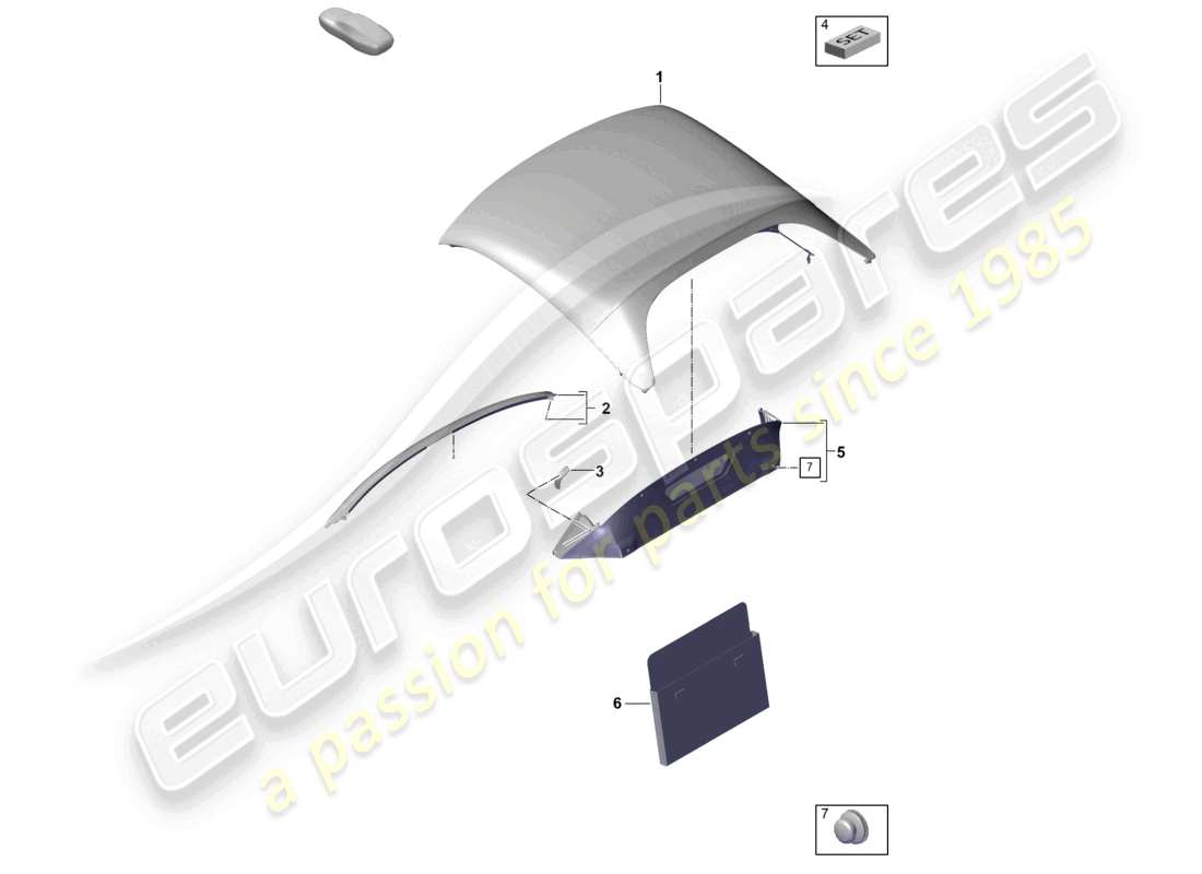 porsche 2020 (718 boxster spyder) cover - top weather bulkhead parts diagram