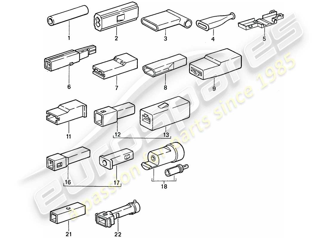 porsche 1977 (911) butt connector - connector housing part diagram