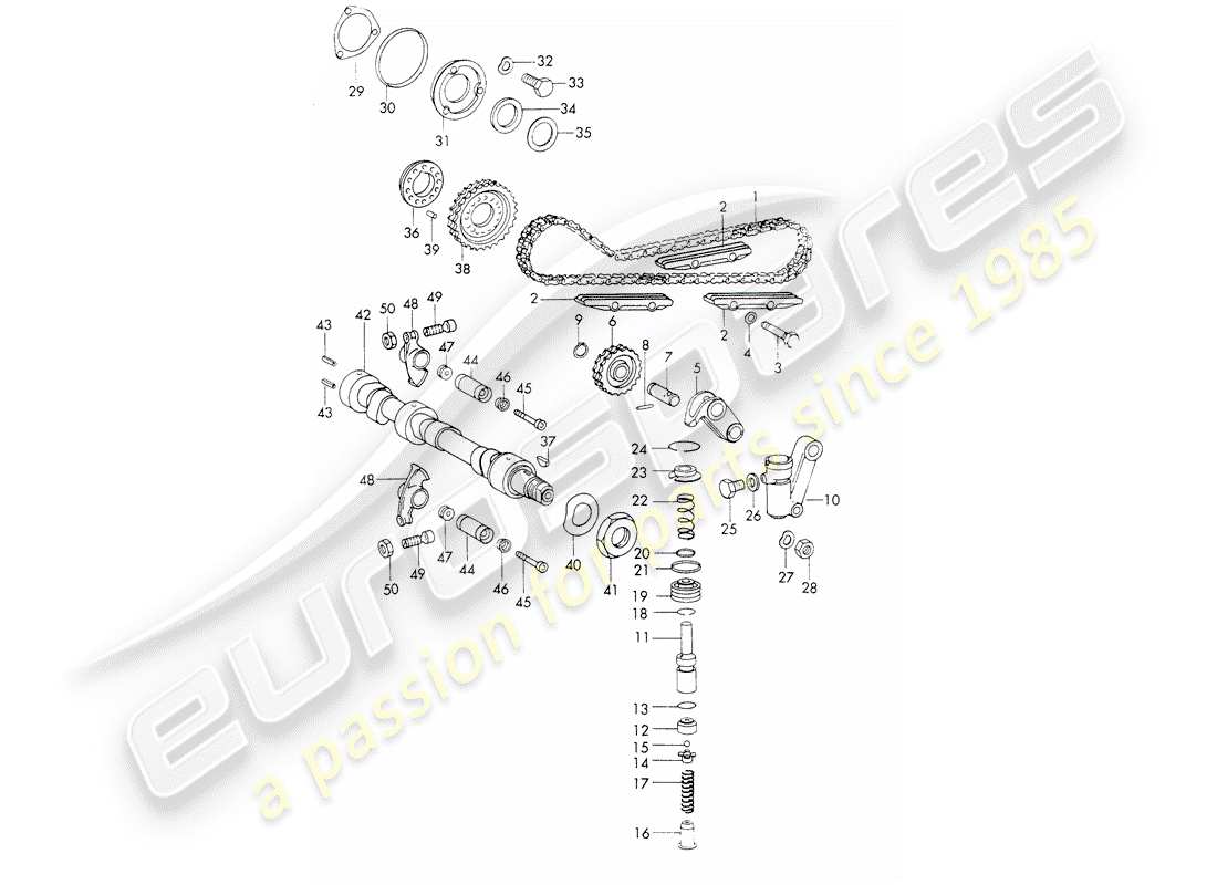 porsche 1971 (911) valve control - repair set for maintenance - tensioner - chain - see illustration: part diagram