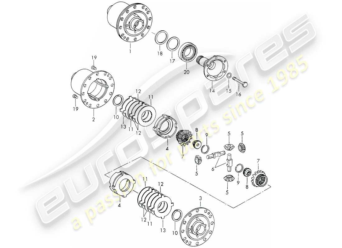 porsche 1973 (911) limited slip differential part diagram