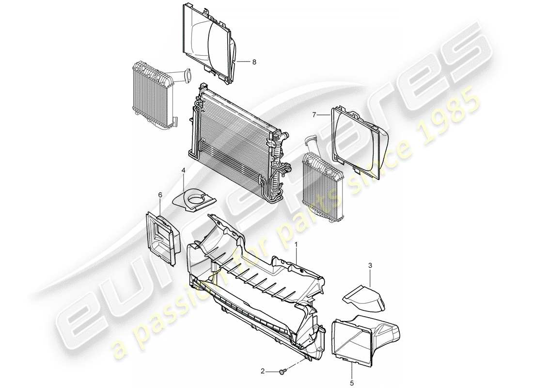porsche 2009 (cayenne e1 9pa) air guide parts diagram