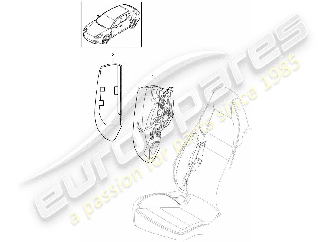 porsche 2016 (panamera 970) side part rear padded upholstery parts diagram