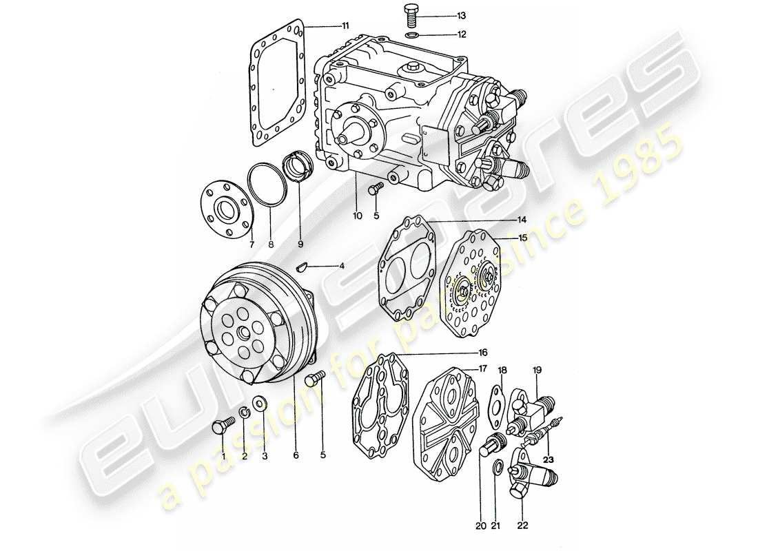 porsche 1977 (911 turbo) air conditioner - compressor part diagram