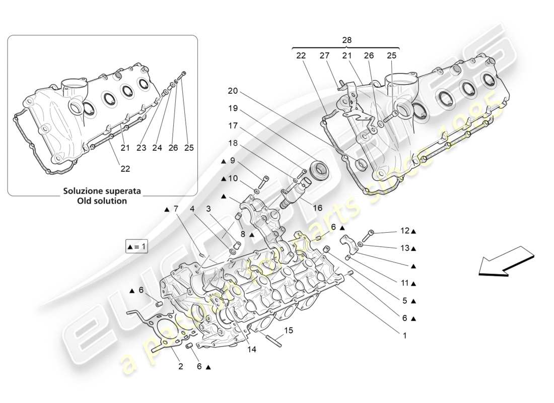 maserati granturismo (2013) lh cylinder head parts diagram