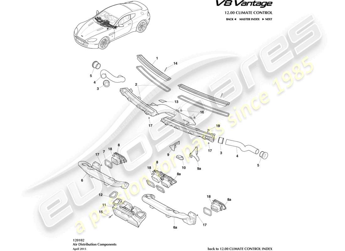 aston martin v8 vantage (2012) air distribution components part diagram