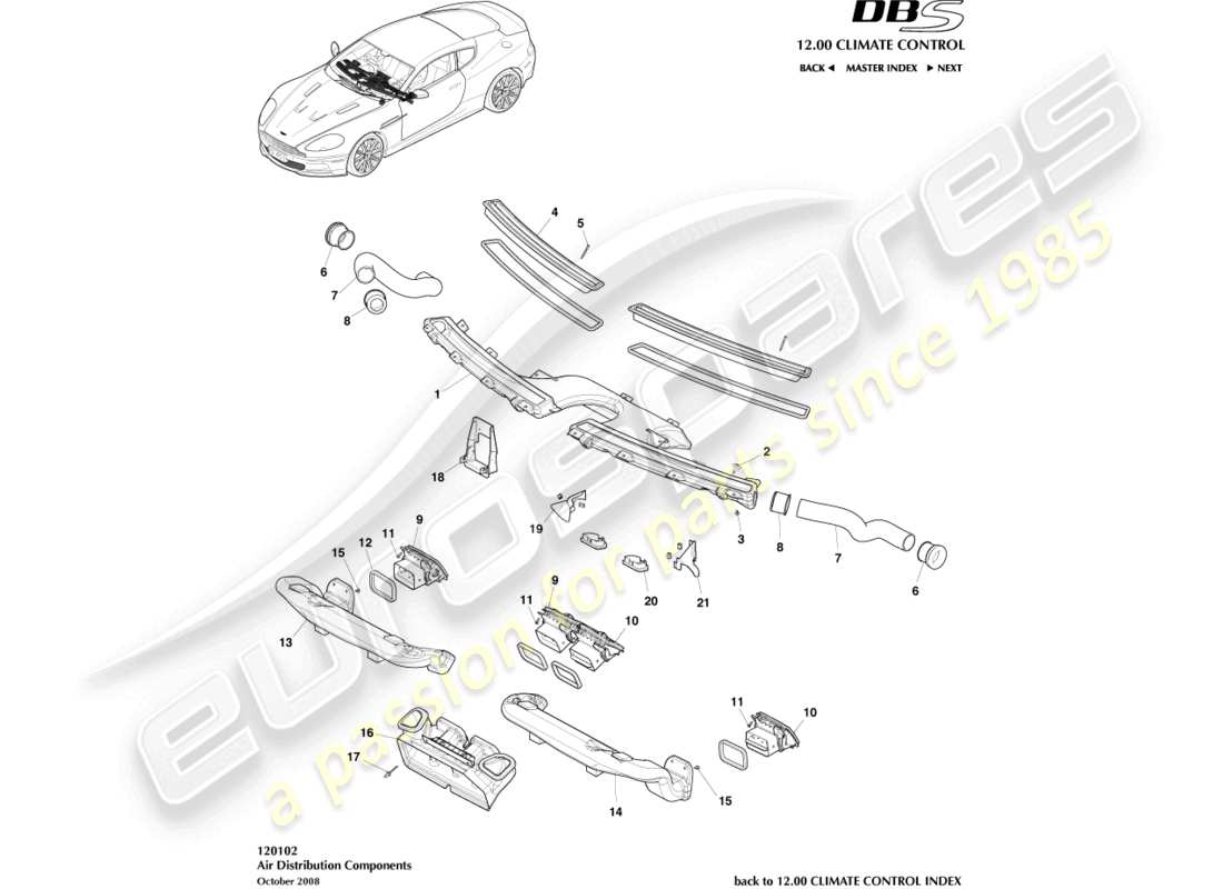 aston martin dbs (2012) air distribution components part diagram