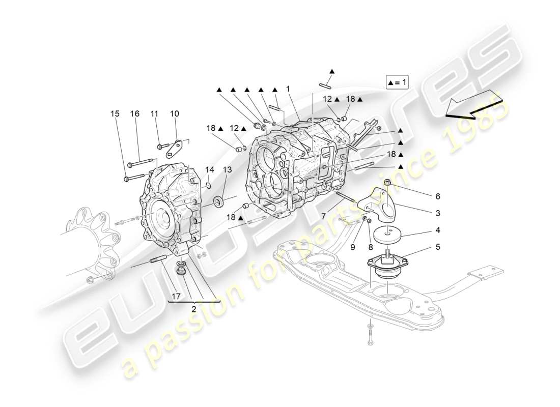 maserati granturismo s (2015) gearbox housings parts diagram