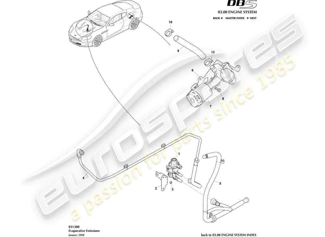 aston martin dbs (2011) evaporative emissions part diagram