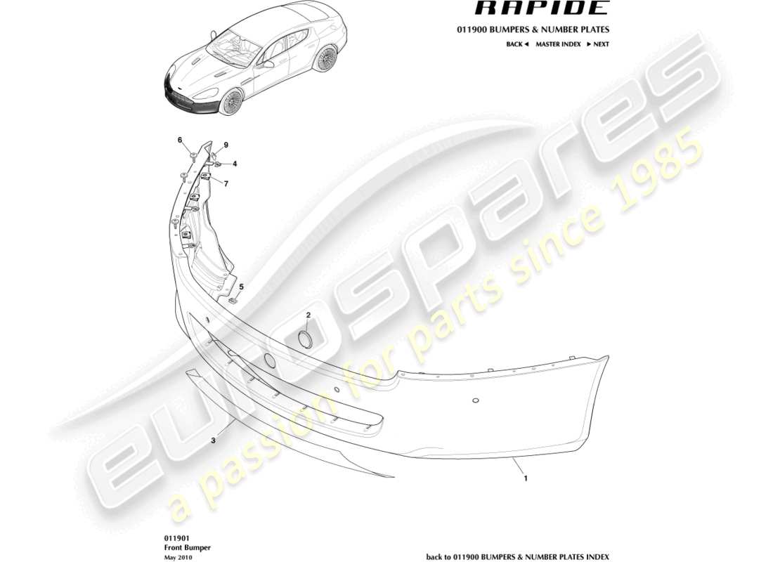 aston martin rapide (2016) front bumper part diagram