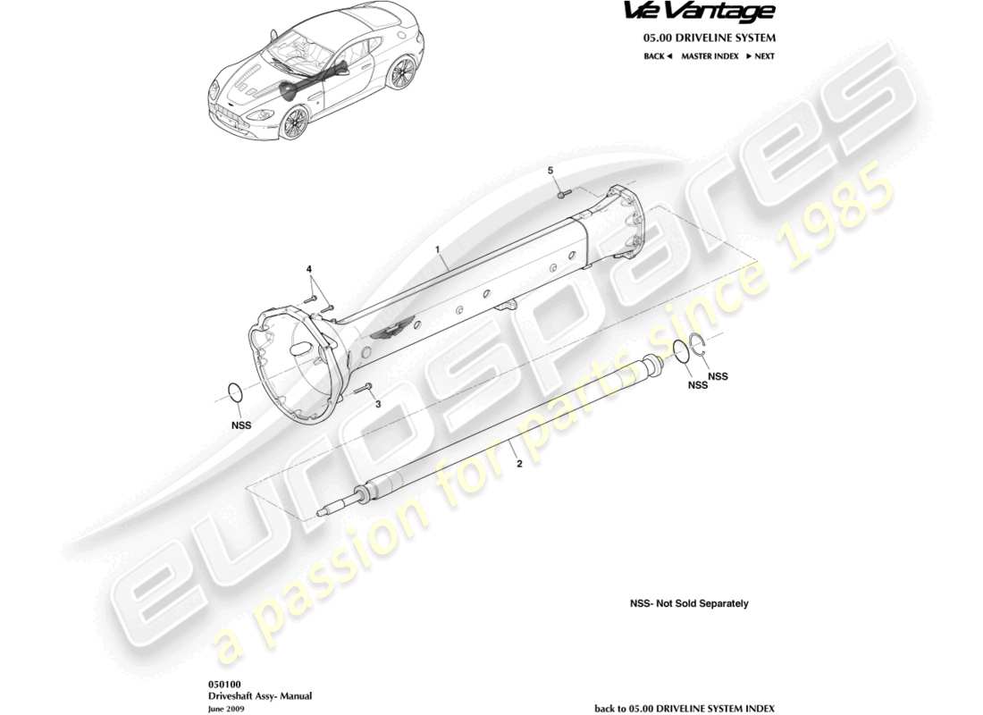 aston martin v12 vantage (2013) driveshaft assembly part diagram