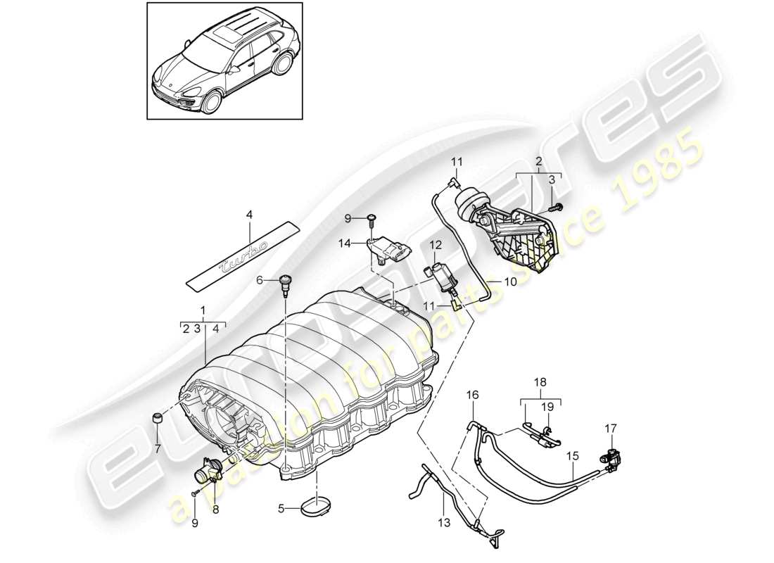 a part diagram from the porsche 2018 (cayenne e2 92a) parts catalogue
