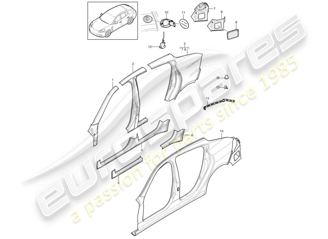 a part diagram from the porsche panamera parts catalogue