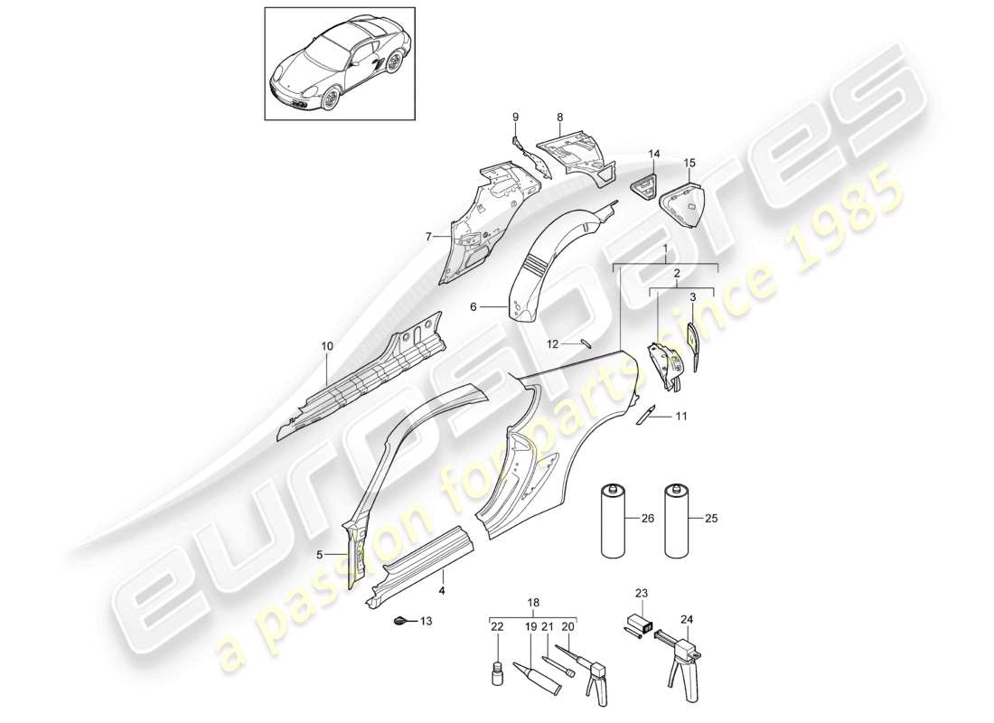 a part diagram from the porsche 2010 (987 cayman) parts catalogue
