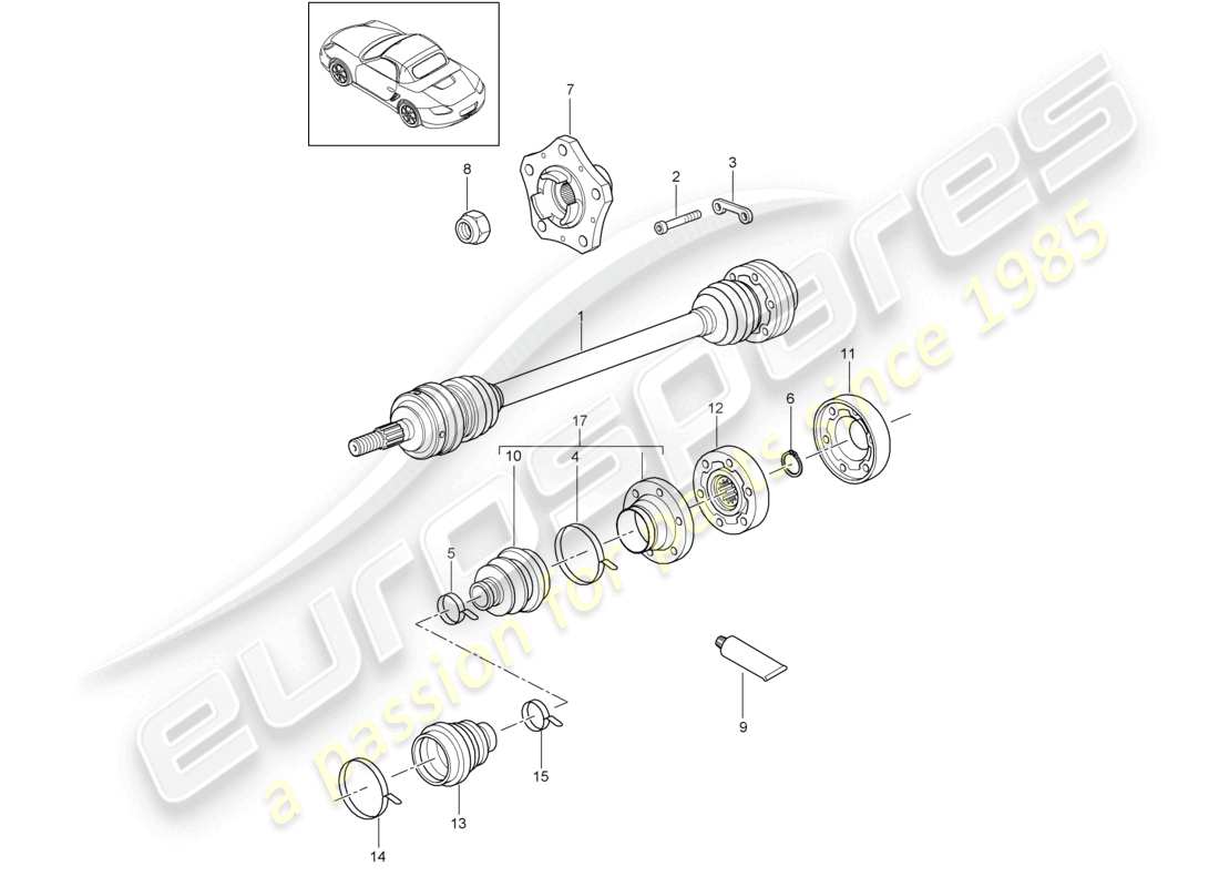 a part diagram from the porsche 2011 (987 boxster) parts catalogue