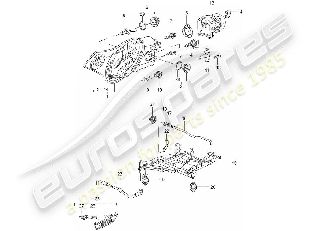 a part diagram from the porsche 2005 (996 gt3) parts catalogue