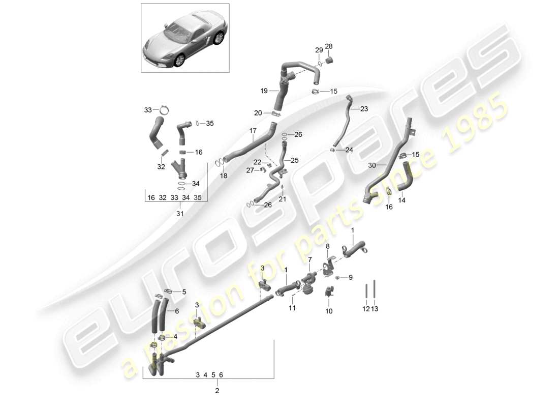 a part diagram from the porsche 2017 (718 boxster) parts catalogue