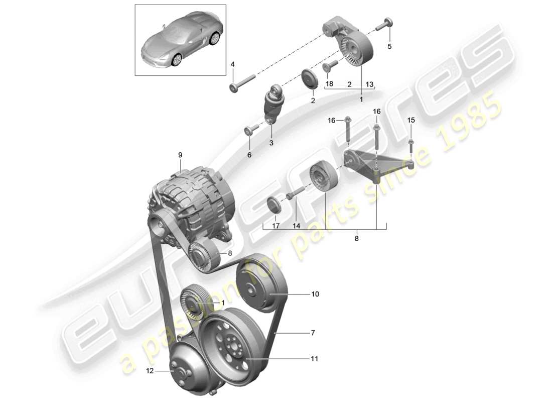 a part diagram from the porsche 2016 (981 boxster spyder) parts catalogue