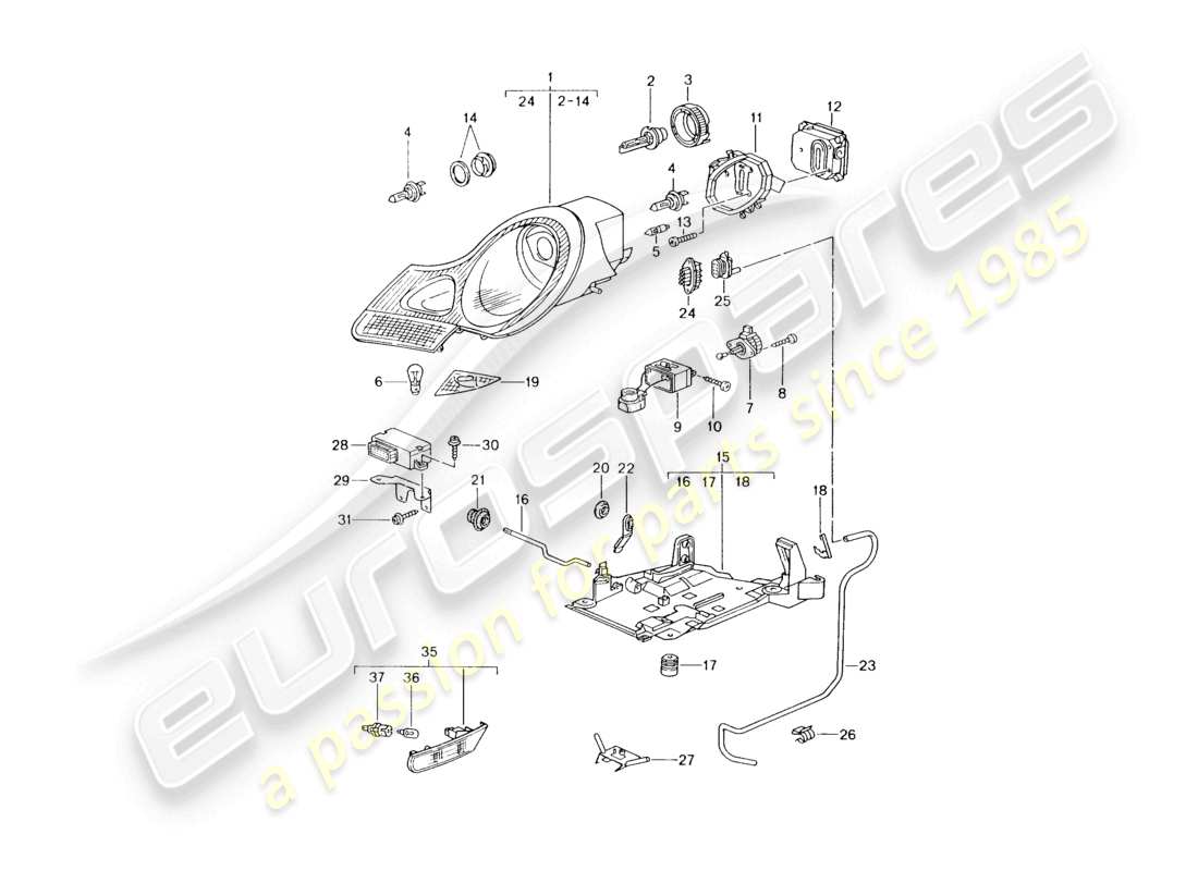 a part diagram from the porsche boxster parts catalogue