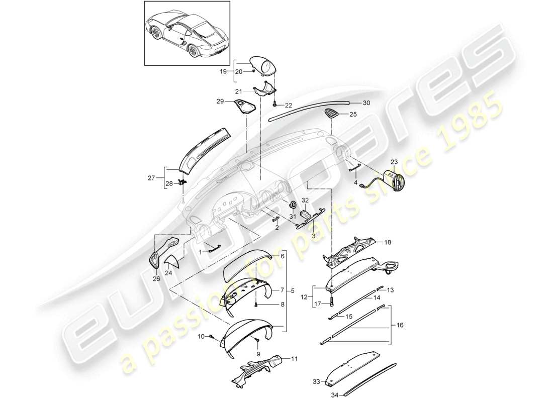 a part diagram from the porsche cayman parts catalogue