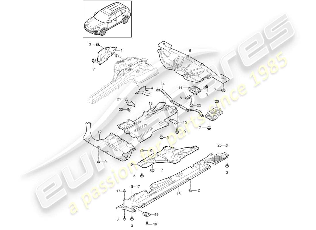 a part diagram from the porsche 2018 (cayenne e2 92a) parts catalogue