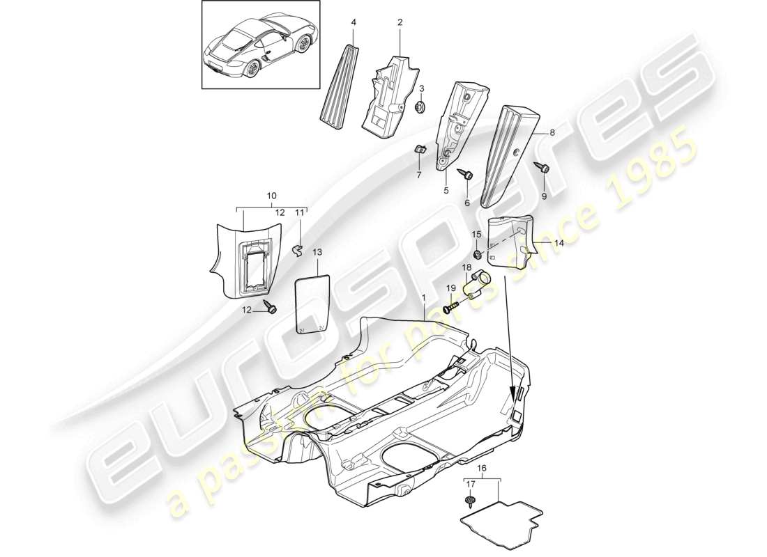 VIEW PARTS DIAGRAMS FROM THE PORSCHE CAYMAN PARTS CATALOGUE a part diagram from the porsche cayman parts catalogue