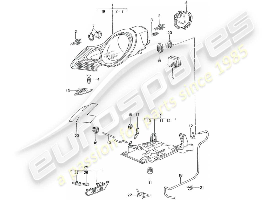 a part diagram from the porsche 2005 (996 gt3) parts catalogue
