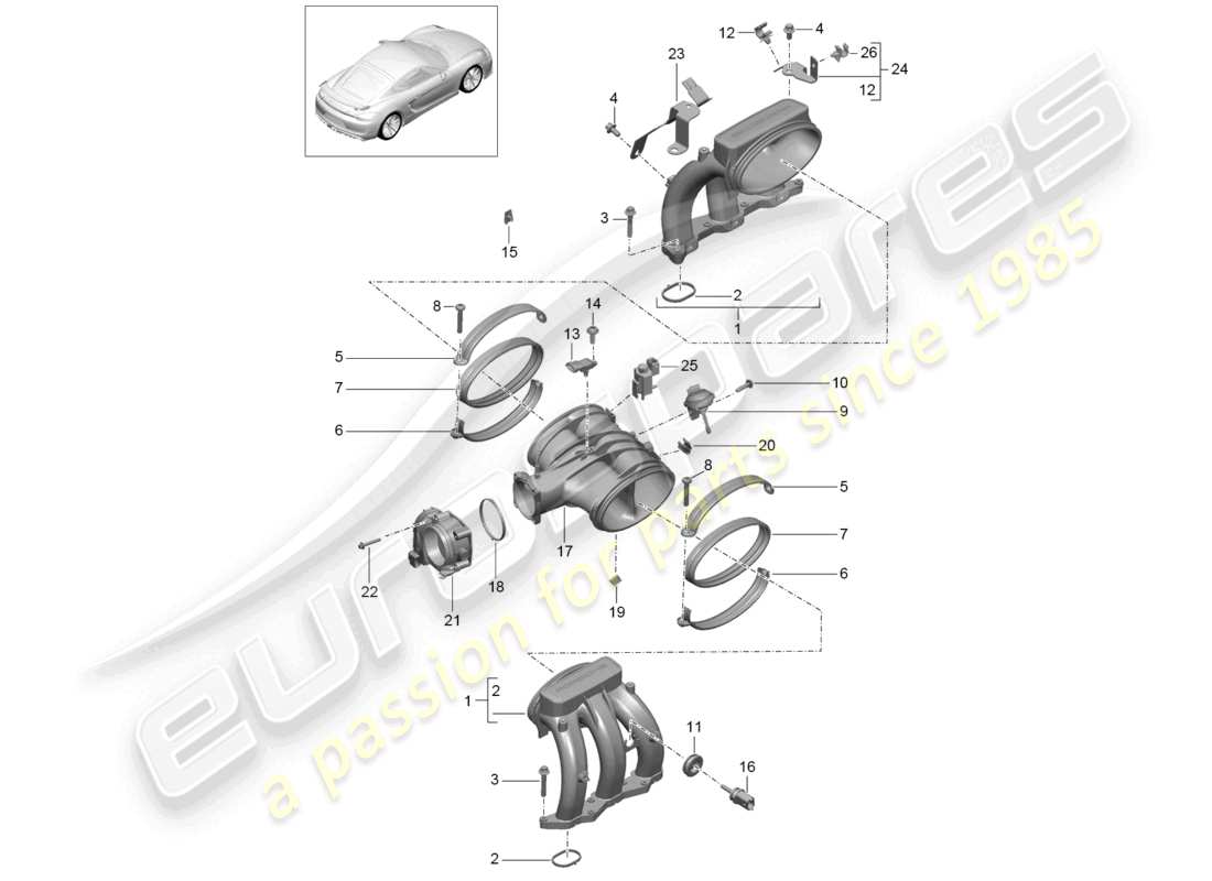 a part diagram from the porsche 2016 (981 cayman gt4) parts catalogue