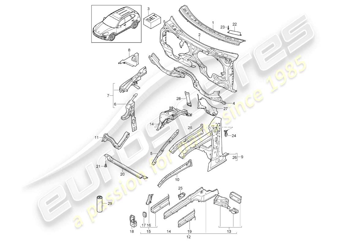 a part diagram from the porsche 2012 (cayenne e2 92a) parts catalogue
