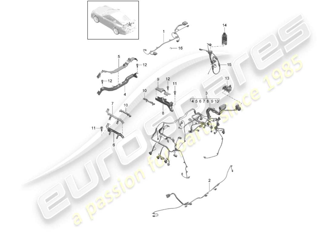 a part diagram from the porsche 2020 (991-2 r/gt3/rs) parts catalogue