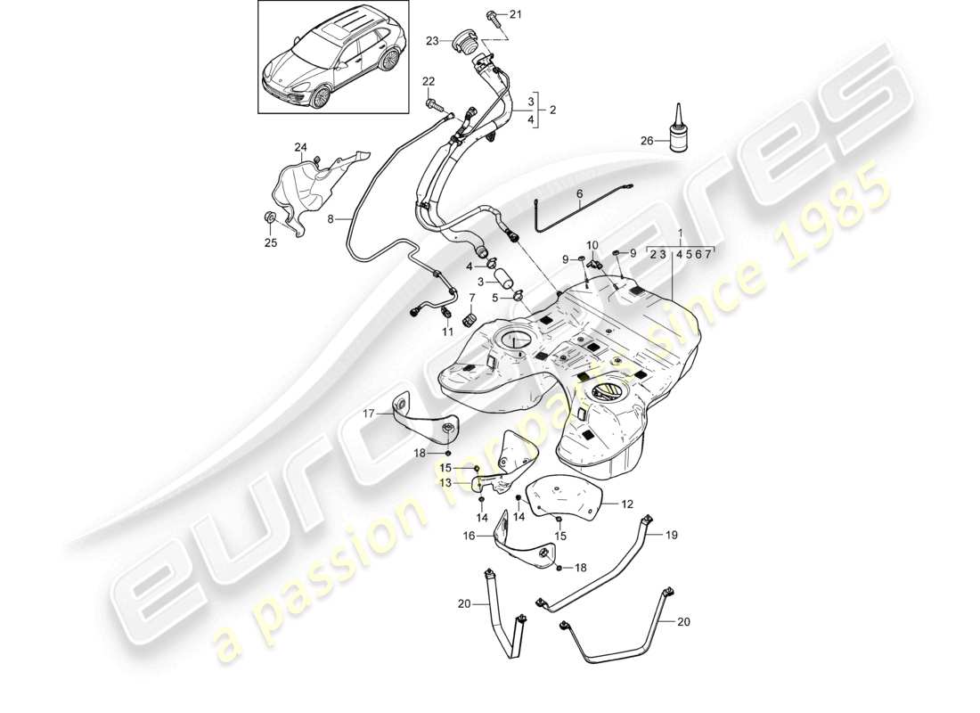 VIEW PARTS DIAGRAMS FROM THE PORSCHE CAYENNE PARTS CATALOGUE a part diagram from the porsche cayenne parts catalogue