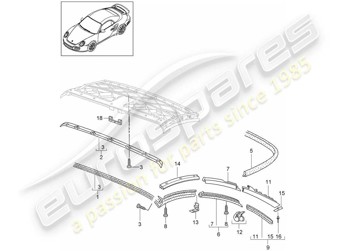 a part diagram from the porsche 2011 (997-2 turbo / gt2 rs) parts catalogue