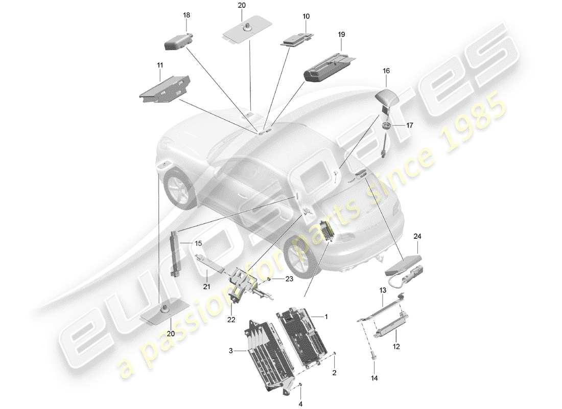 porsche 2018 (macan) telephone amplifiers aerial amplifier d - mj 2017>> part diagram