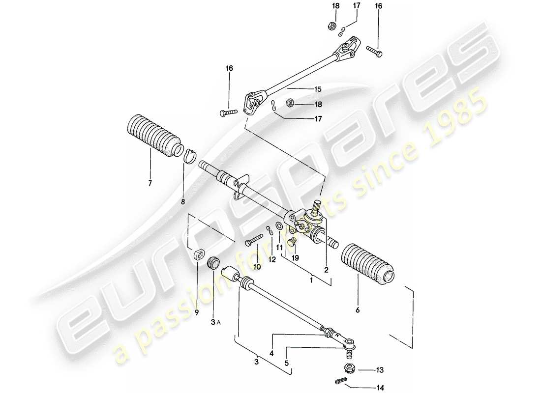 porsche 1977 (924) steering gear - steering track rod parts diagram