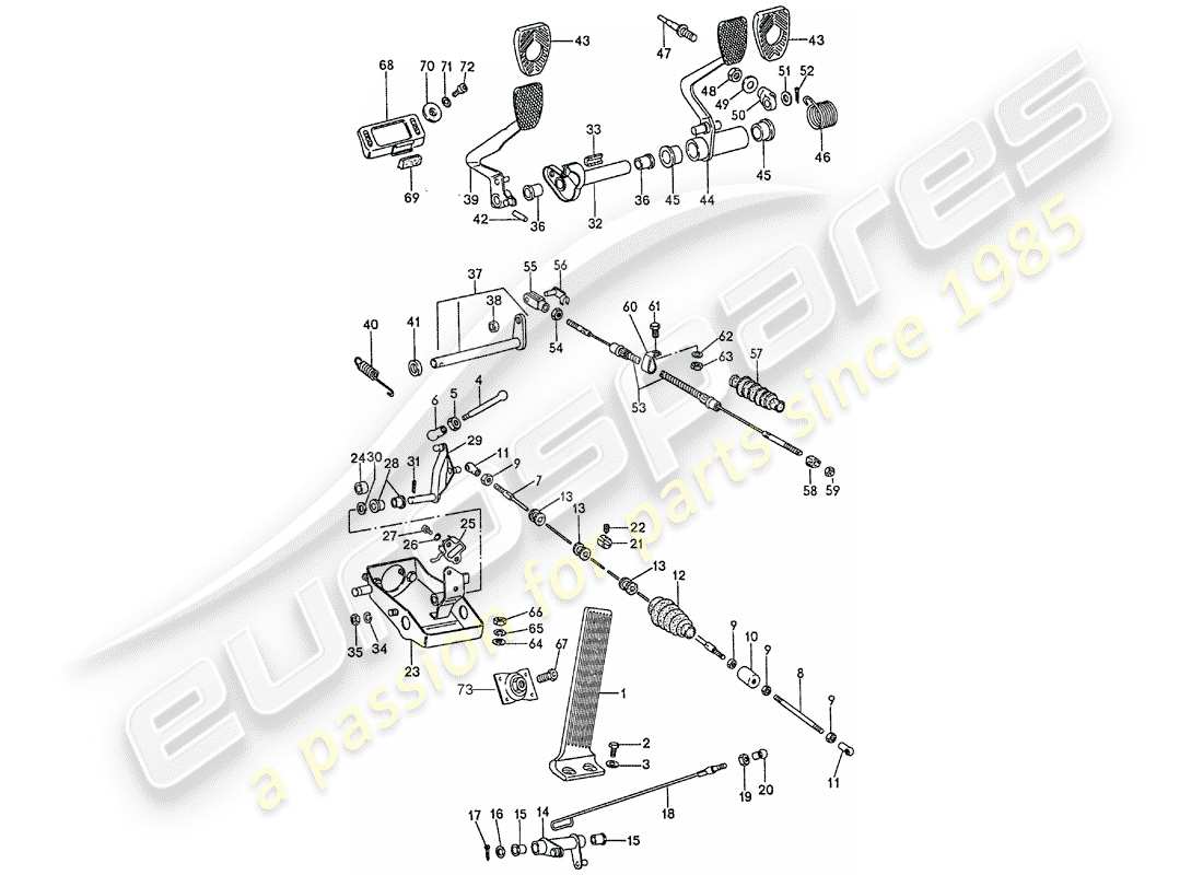 porsche 911 (1975) pedals part diagram