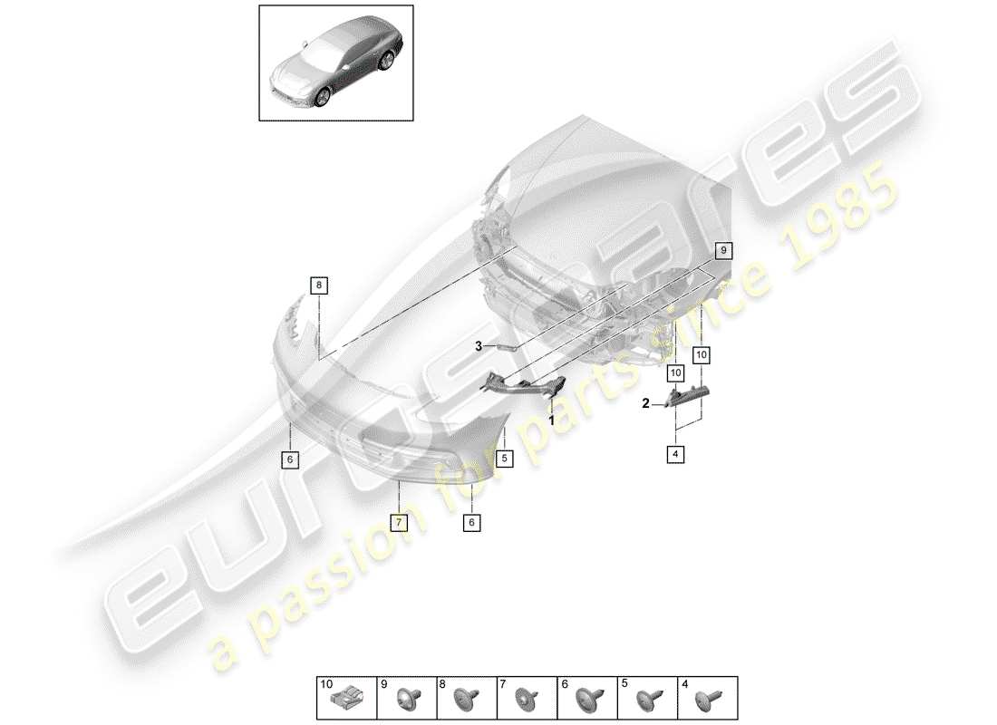porsche 2019 (panamera 971-1) fasteners front bumper part diagram