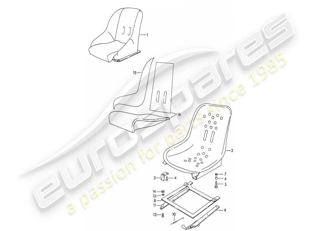 porsche 1961 (356b/356c) seat part diagram