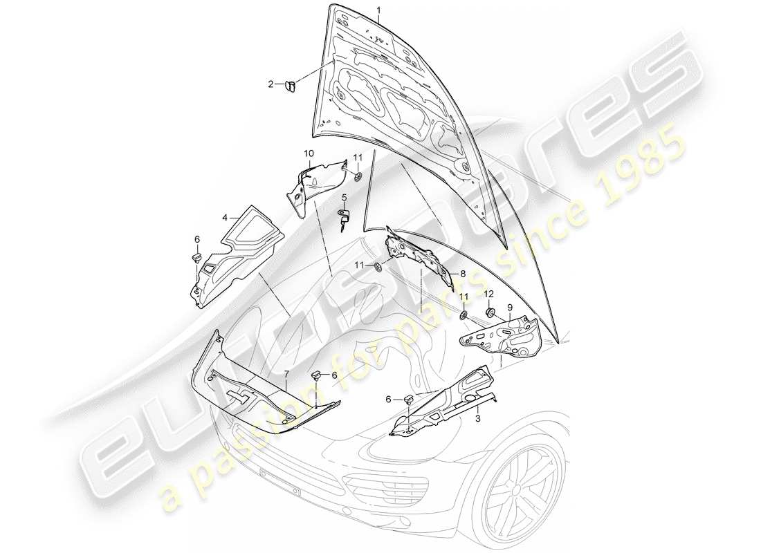 porsche 2011 (cayenne e2 92a) sound absorber trim engine bay d >>- mj 2014 part diagram