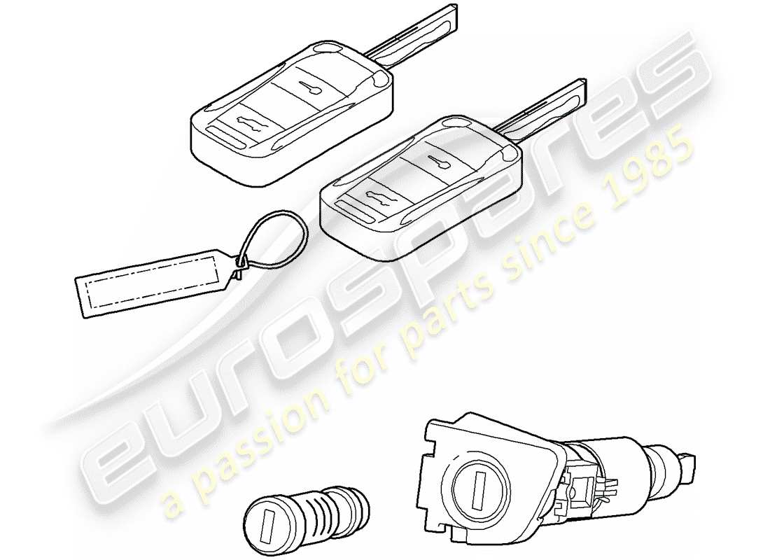 porsche 2007 (cayenne e1 9pa) repair kits (lock and key set) comprising: lock for glove box lock cylinders key fob handheld transmitter part diagram