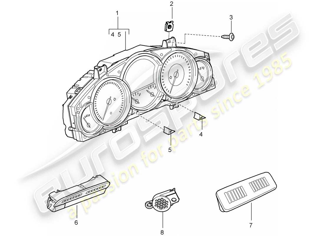 porsche 2007 (cayenne e1 9pa) combi-instrument display unit parking aid magnetic field probe compass part diagram