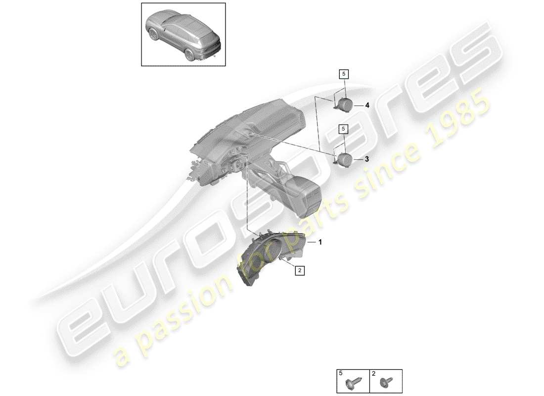 porsche 2018 (cayenne e3 9ya/9yb) combi-instrument stopwatch d >>- 04.03.2018 parts diagram
