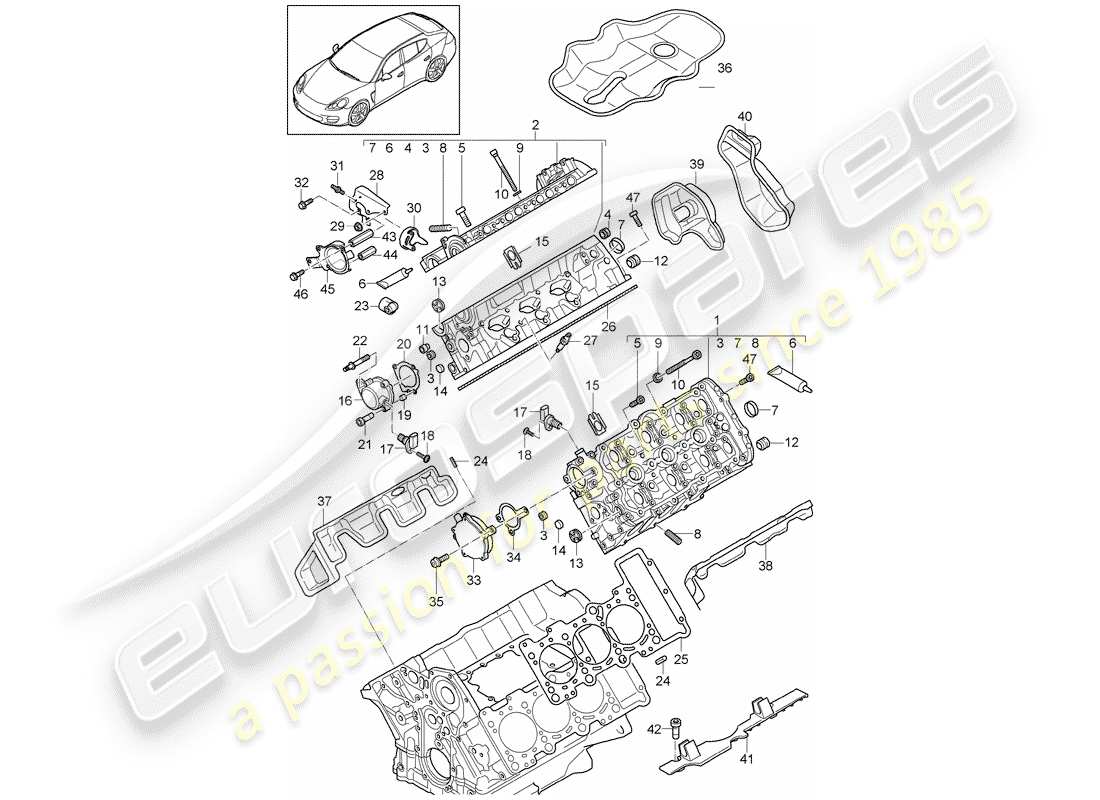 porsche 2013 (panamera 970) cylinder head part diagram