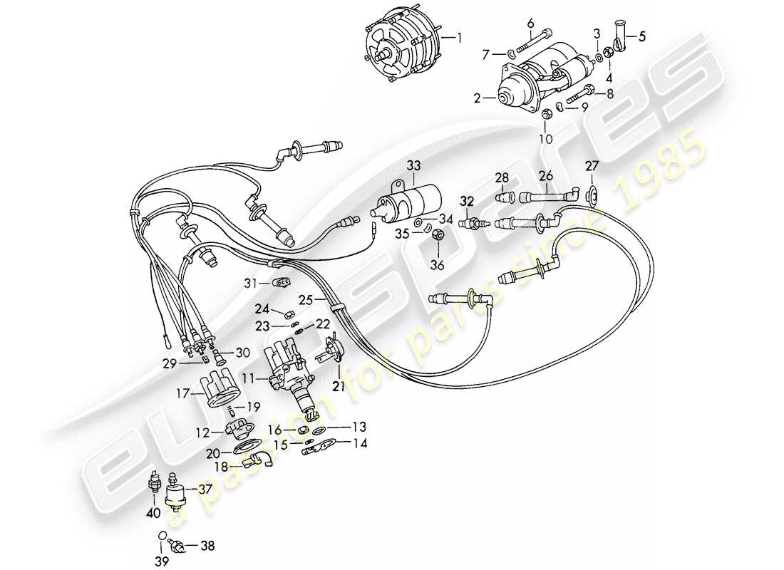 porsche 1970 (911) engine electrics parts diagram