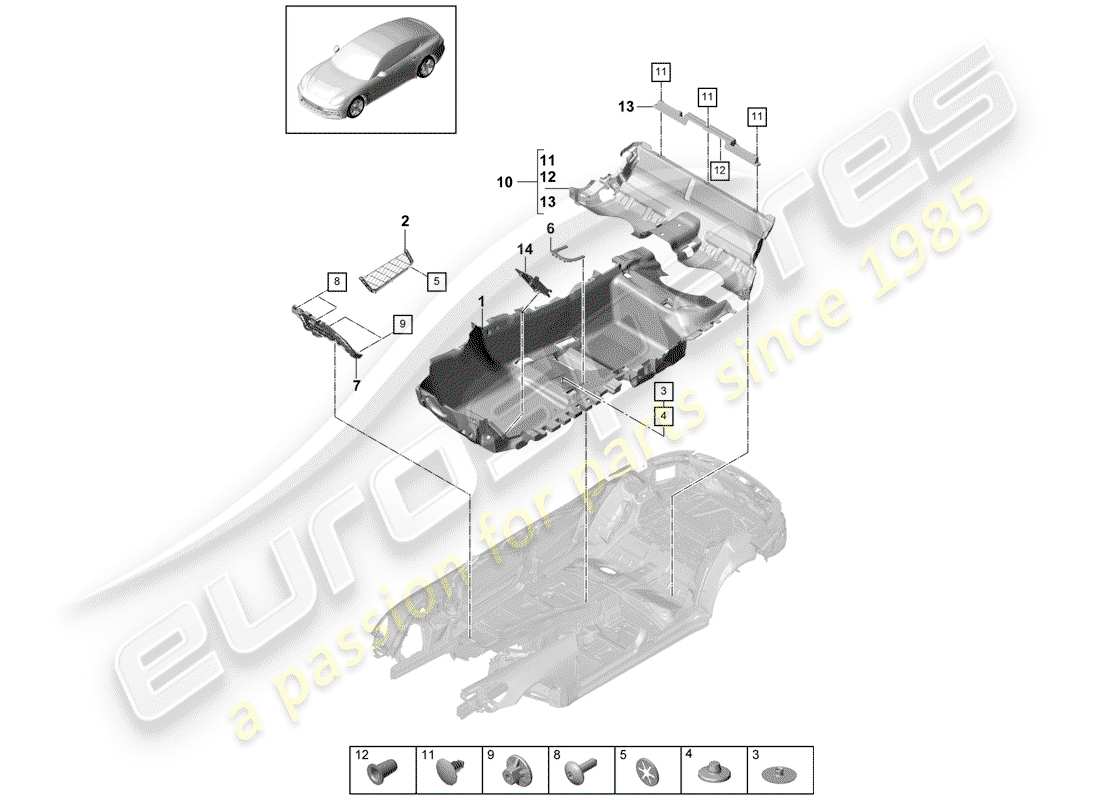 porsche 2018 (panamera 971-1) flooring part diagram