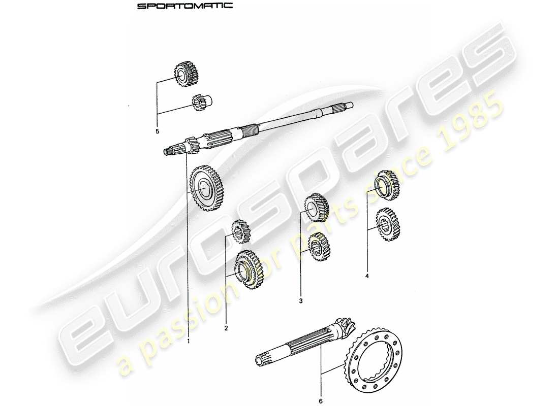 porsche 911 (1975) gear wheel sets part diagram