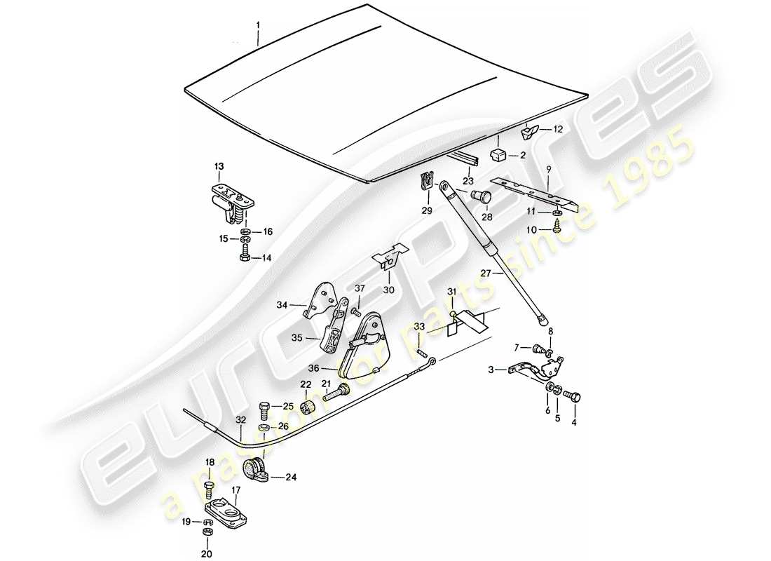 porsche 1987 (924s) cover - actuator part diagram